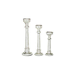 Ridge Road Décor Vintage Glass Candle Holders in Silver (Set of 3)