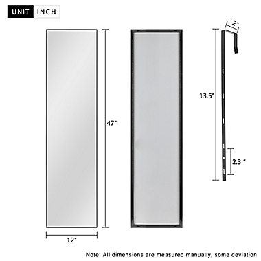 Neutype 47-Inch x 12-Inch Rectangular Over-The-Door Mirror in Black. View a larger version of this product image.