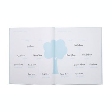 Pearhead&reg; Seersucker Baby Memory Book in Blue. View a larger version of this product image.