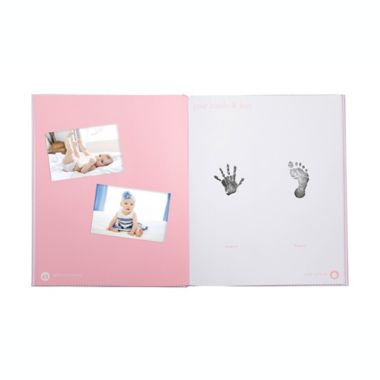 Pearhead&reg; Seersucker Baby Memory Book in Pink. View a larger version of this product image.