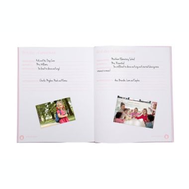 Pearhead&reg; Seersucker Baby Memory Book in Pink. View a larger version of this product image.