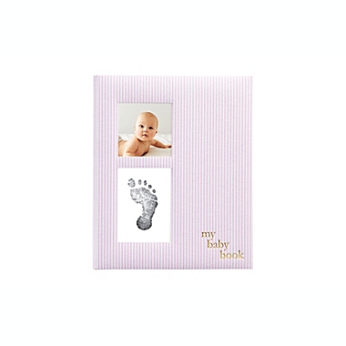 Pearhead&reg; Seersucker Baby Memory Book in Pink. View a larger version of this product image.