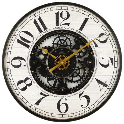 Black Large Gear Wheel Hour Wall Clock 22 Inch Round Wall Clock for Living Room MAGCOLOR Wall Clock
