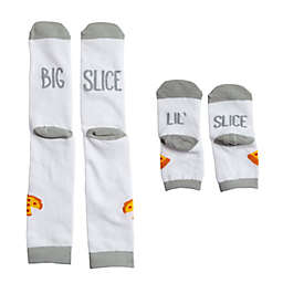 Pearhead® 2-Piece Dad and Baby Matching Pizza Sock Set in White