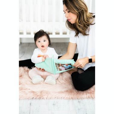 Pearhead&reg; Baby's Plush Fabric 4-Photo Album in Teal. View a larger version of this product image.