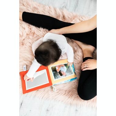 Pearhead&reg; Baby's Plush Fabric 4-Photo Album in Teal. View a larger version of this product image.