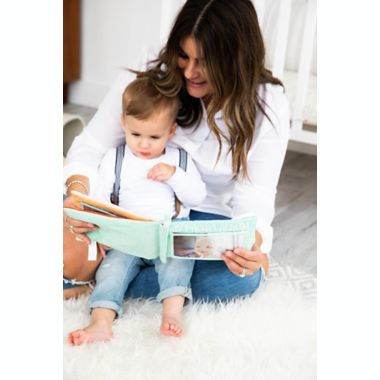 Pearhead&reg; Baby&#39;s Plush Fabric 4-Photo Album in Teal. View a larger version of this product image.