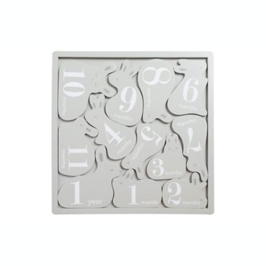 Pearhead&reg; 12-Piece Monthly Milestone Bunny Puzzle in Grey. View a larger version of this product image.