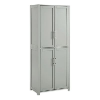 Savannah Tall Pantry Gray - Crosley: Shaker-Style Doors, Adjustable Shelves, Kitchen Storage