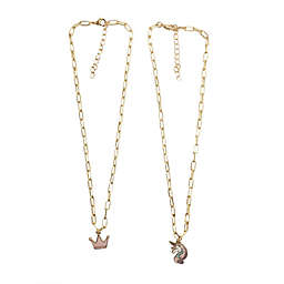 Danbar Cool Things 2-Pack Unicorn and Crown Chain Necklaces in Pink/Gold
