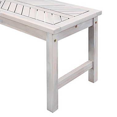 Forest Gate&trade; Olive Acacia Wood Outdoor Bench in White Wash. View a larger version of this product image.