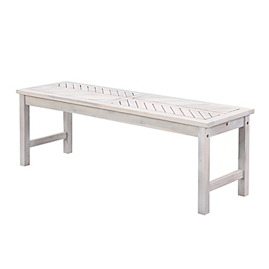 Forest Gate&trade; Olive Acacia Wood Outdoor Bench in White Wash. View a larger version of this product image.