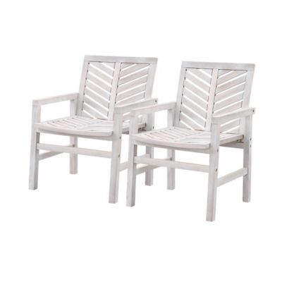 Forest Gate&trade; Olive Acacia Wood Outdoor Chairs in White Wash (Set of 2)