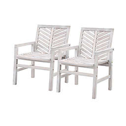 Forest Gate™ Olive Acacia Wood Outdoor Chairs in White Wash (Set of 2)