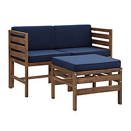 Forest Gate 3-Piece Modern Acacia Patio Chair Set in Dark Brown/Navy