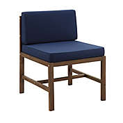 Forest Gate&trade; Acacia Wood Armless Patio Chair with Cushions in Brown/Navy