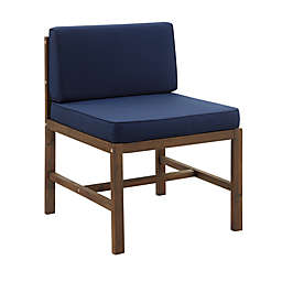 Forest Gate™ Acacia Wood Armless Patio Chair with Cushions in Brown/Navy