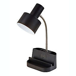 Simply Essential™ Large Qi Charging Organizer Desk Lamp in Black with Metal Shade