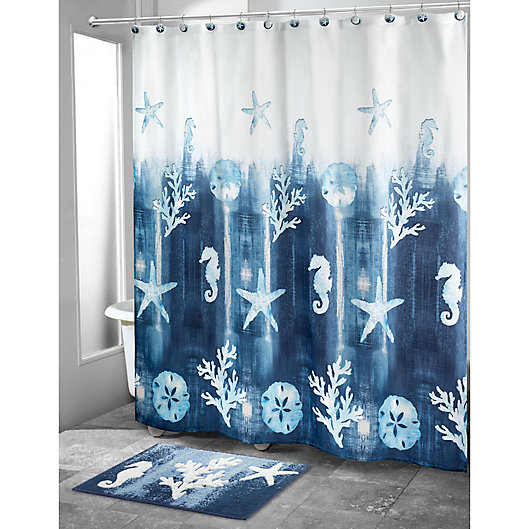72 Inch Batik Coastal Shower Curtain, Coastal Shower Curtain Sets