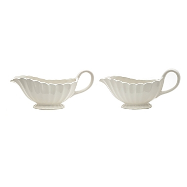 Harvest Turkey Scallop Edge Gravy Boats in White (Set of 2). View a larger version of this product image.