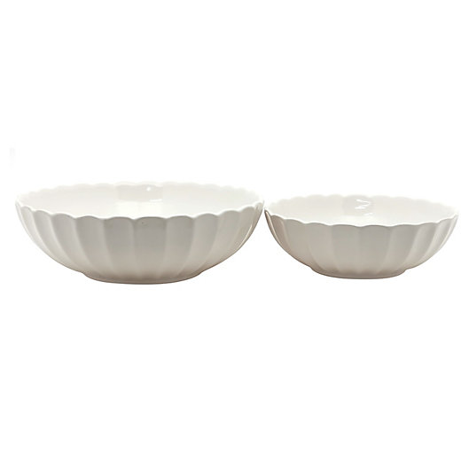 Alternate image 1 for Harvest Turkey 2-Piece Scallop Edge Serving Bowl Set in White