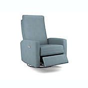 Best Chairs Calli Swivel Glider Recliner in Blue State with Power Tilt Headrest