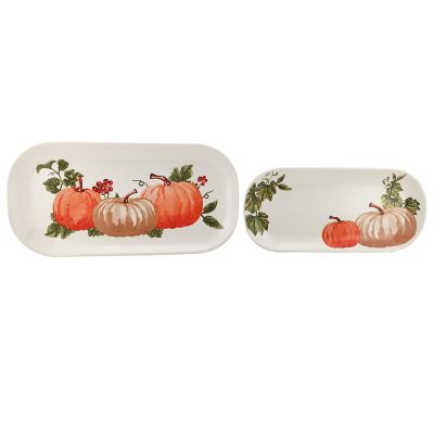 Pumpkin 2-Piece Rectangular Platters in White