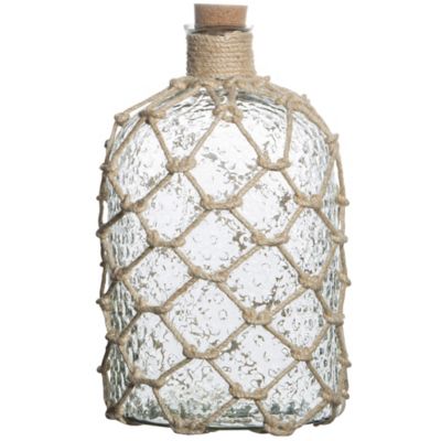 Home Essentials &amp; Beyond 15-Inch Clear Bottle Vase with Jute in White