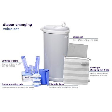 Ubbi&reg; 8-Piece Diaper Pail Value Set in Grey. View a larger version of this product image.