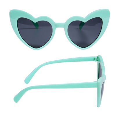 On The Verge Heart Frame Sunglasses in Teal