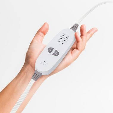 Sharper Image&reg; Calming Cozy&trade; Massaging Electric Blanket with Sherpa Lining in Grey. View a larger version of this product image.