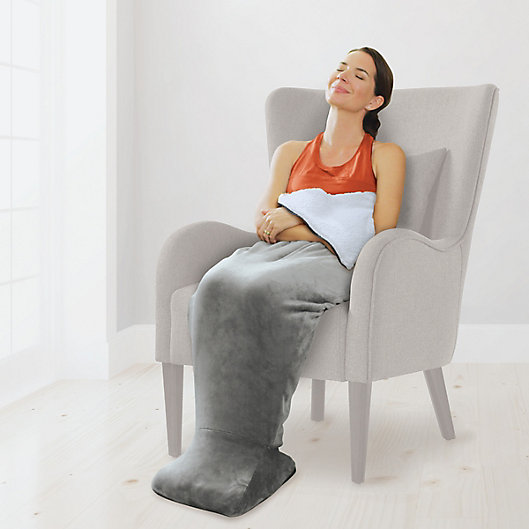 Alternate image 1 for Sharper Image® Calming Cozy™ Massaging Heated Wrap with Sherpa Lining