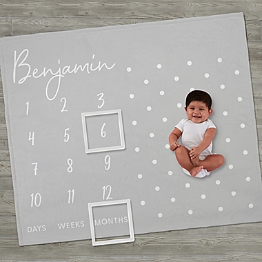 Simple and Sweet Personalized Baby Milestone Fleece Blanket. View a larger version of this product image.