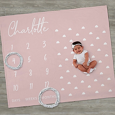 Simple &amp; Sweet Personalized Baby Girl Milestone Fleece Blanket. View a larger version of this product image.