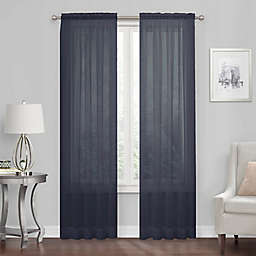 Simply Essential™ Voile 120-Inch Rod Pocket Sheer Window Curtain Panel in Navy (Single)