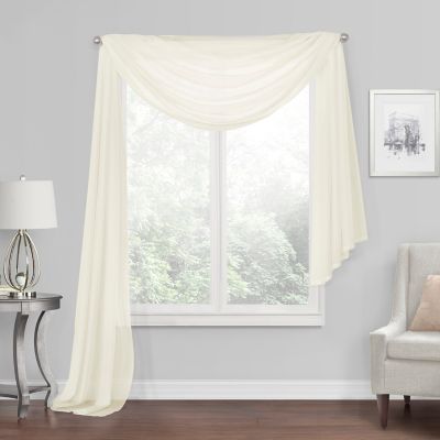 Simply Essential&trade; Voile Sheer Scarf Valance in Beige