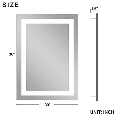 Neutype 36-Inch x 30-Inch LED Rectangular Anti-Fog Vanity Mirror in Silver. View a larger version of this product image.