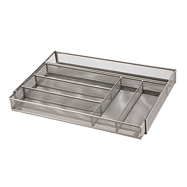Squared Away&trade; Expandable Mesh Flatware Organizer in Matte Nickel. View a larger version of this product image.
