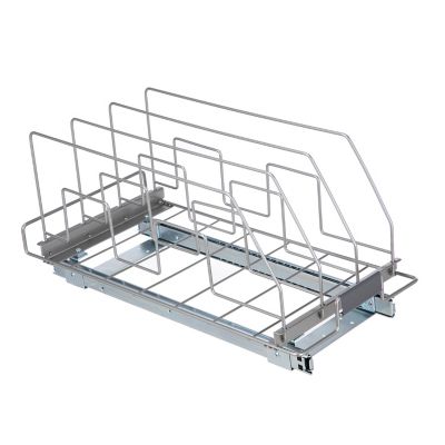 Under The Cabinet Sliding Bakeware Rack, 10 Inch Deep White Wire Shelving