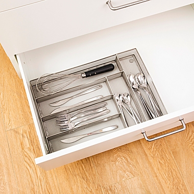 Squared Away&trade;  Large Mesh Flatware Organizer  in Matte Nickel. View a larger version of this product image.