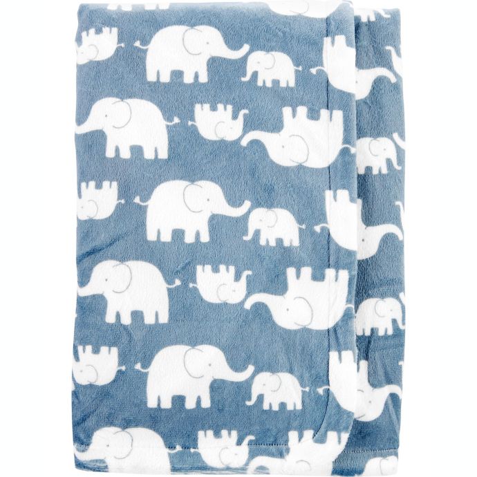 Carter S Elephant Plush Blanket In Blue Buybuy Baby