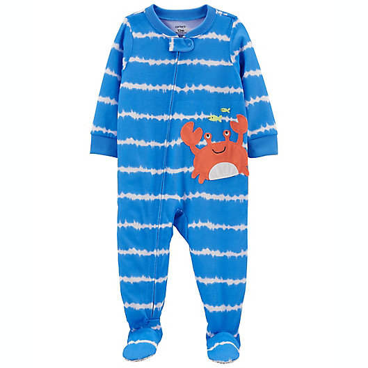 Alternate image 1 for carter's® Tie Dye Crab Loose Fit Footie Pajama in Blue