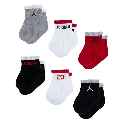 Alternate image 1 for Jordan® Size 2T-4T 6-Pack Logo Socks in Red/White/Black