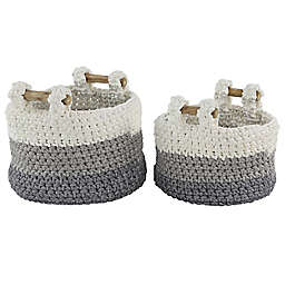 Ridge Road Décor Polyester Storage Baskets in Grey/White (Set of 2)