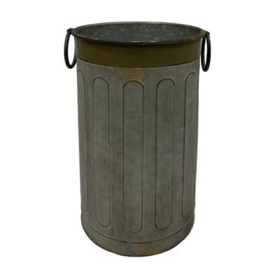 Bee &amp; Willow&trade; 15-inch Galvanized Metal Vase with Leather Accents
