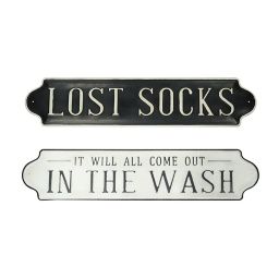 Bee & Willow™ Laundry 26-Inch x 13-Inch Metal Wall Art in Black/White
