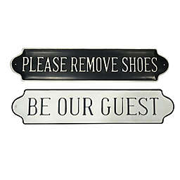 Bee & Willow™ Shoes Guest 26-Inch x 13-Inch Metal Wall Art in Black/White
