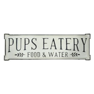 Bee & Willow&trade; "PUPS EATERY" 20-Inch x 6-Inch Metal Wall Art in Black/White