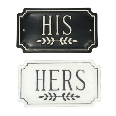 Bee & Willow&trade; "His Hers" 10-Inch x 9-Inch Wall Art in Black/White (Set of 2)