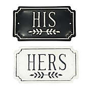 Bee & Willow&trade; &quot;His Hers&quot; 10-Inch x 9-Inch Wall Art in Black/White (Set of 2)